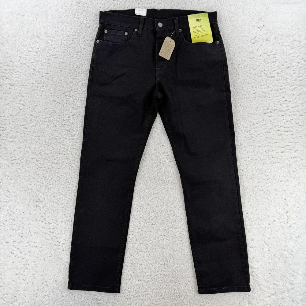 Levis 502 Taper Jeans Mens 31x30 Black Regular Tapered Stretch Denim Pants